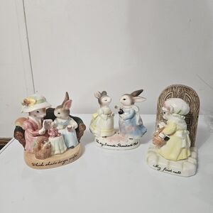 Vintage Set Of 3 Avon Precious Moments Collection Ceramic Bunnies!